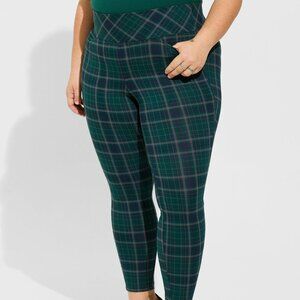 ❤️NWT VINTAGE TORRID PIXIE DRESS POCKETS PANT STUDIO LUXE PONTE,GREEN PLAID PLUS
